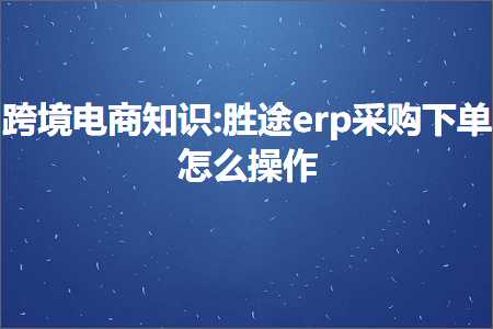 跨境电商知识:胜途erp采购下单怎么操作